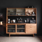 Modern Natural Wood Buffet Cabinet with Cabinets