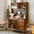 Modern Pine Cherry Wood Sliding Door Buffet
