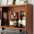 Modern Pine Cherry Wood Sliding Door Buffet