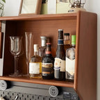 Modern Pine Cherry Wood Sliding Door Buffet