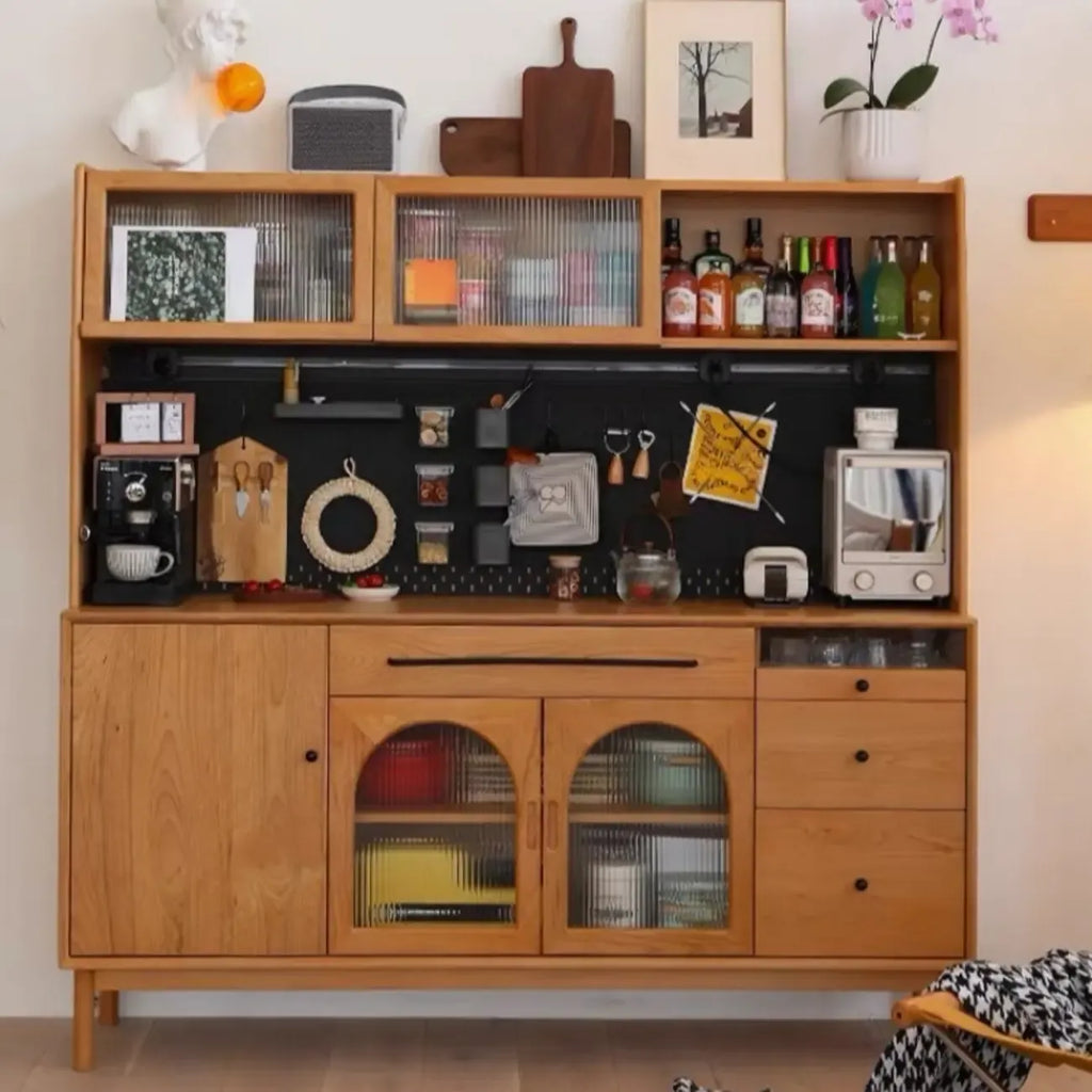 Modern Pine Cherry Wood Narrow Kitchen Sideboard
