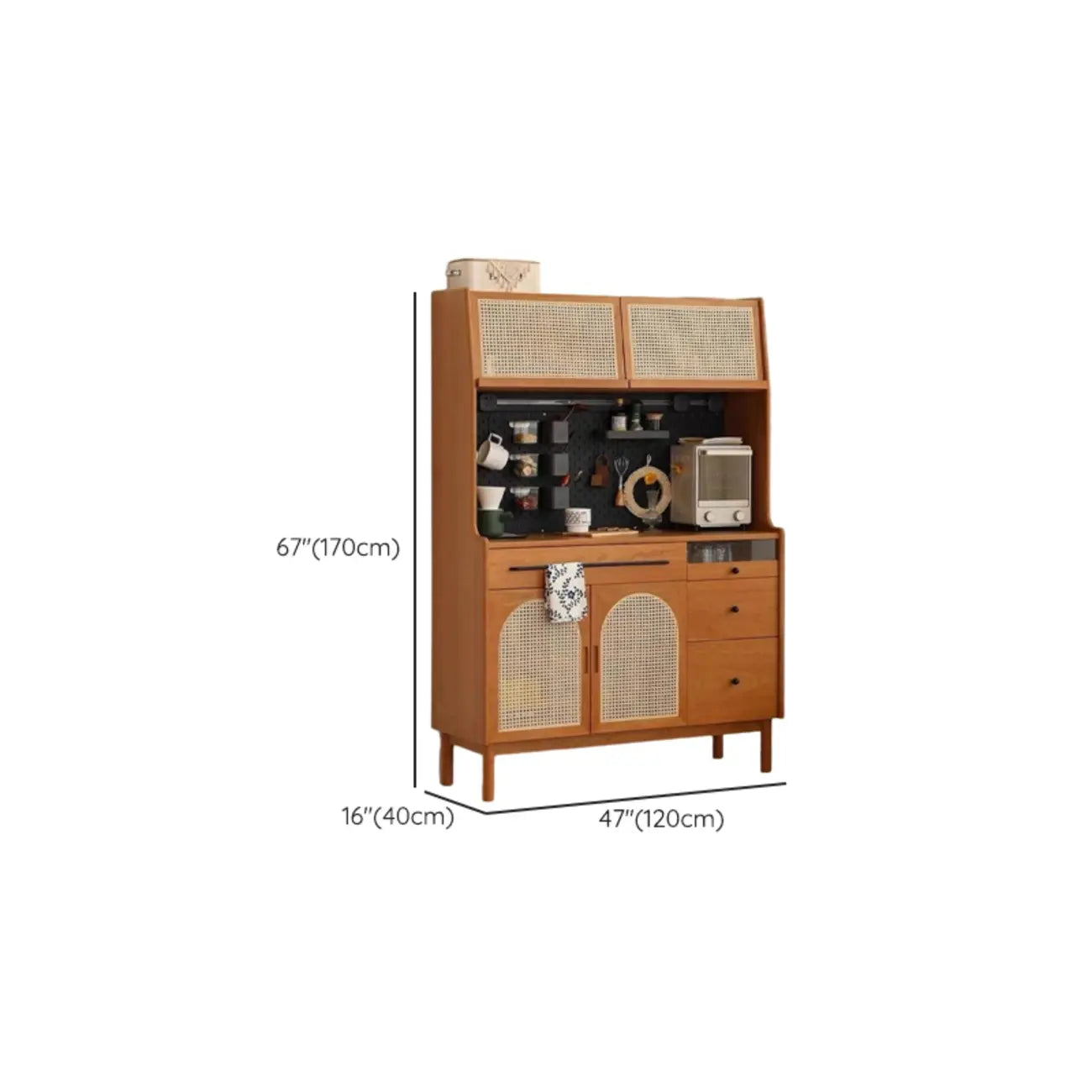 Modern Pine Cherry Wood Narrow Kitchen Sideboard