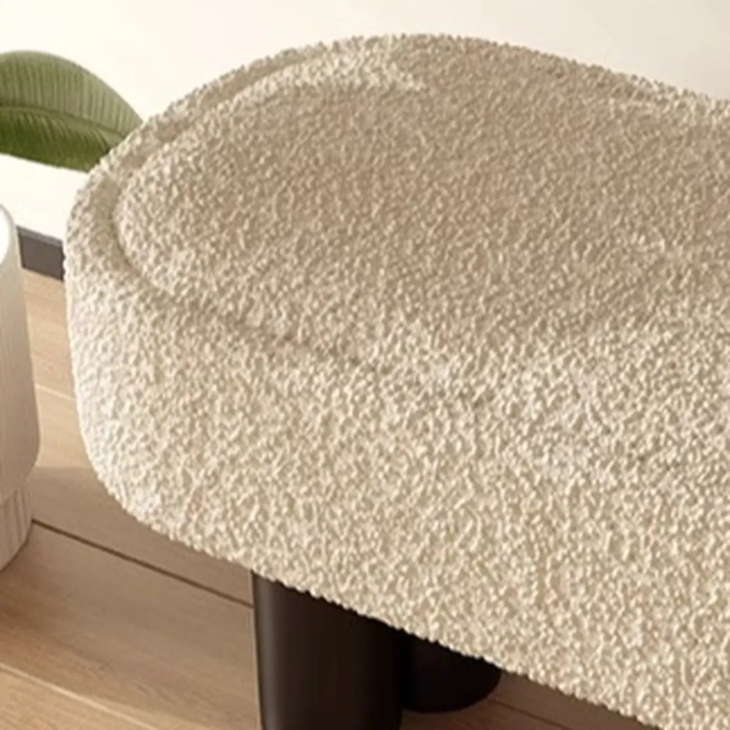 Modern Beige Upholstered Bedroom Bench Metal Frame
