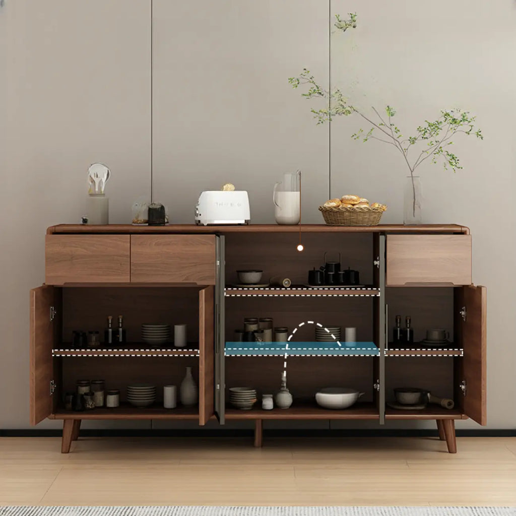 Modern Wood Buffet with Spacious Storage Cabinets