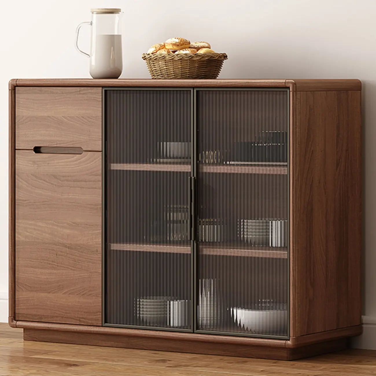 Modern Wood Buffet with Spacious Storage Cabinets