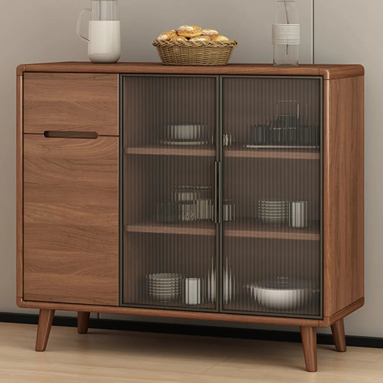 Modern Wood Buffet with Spacious Storage Cabinets
