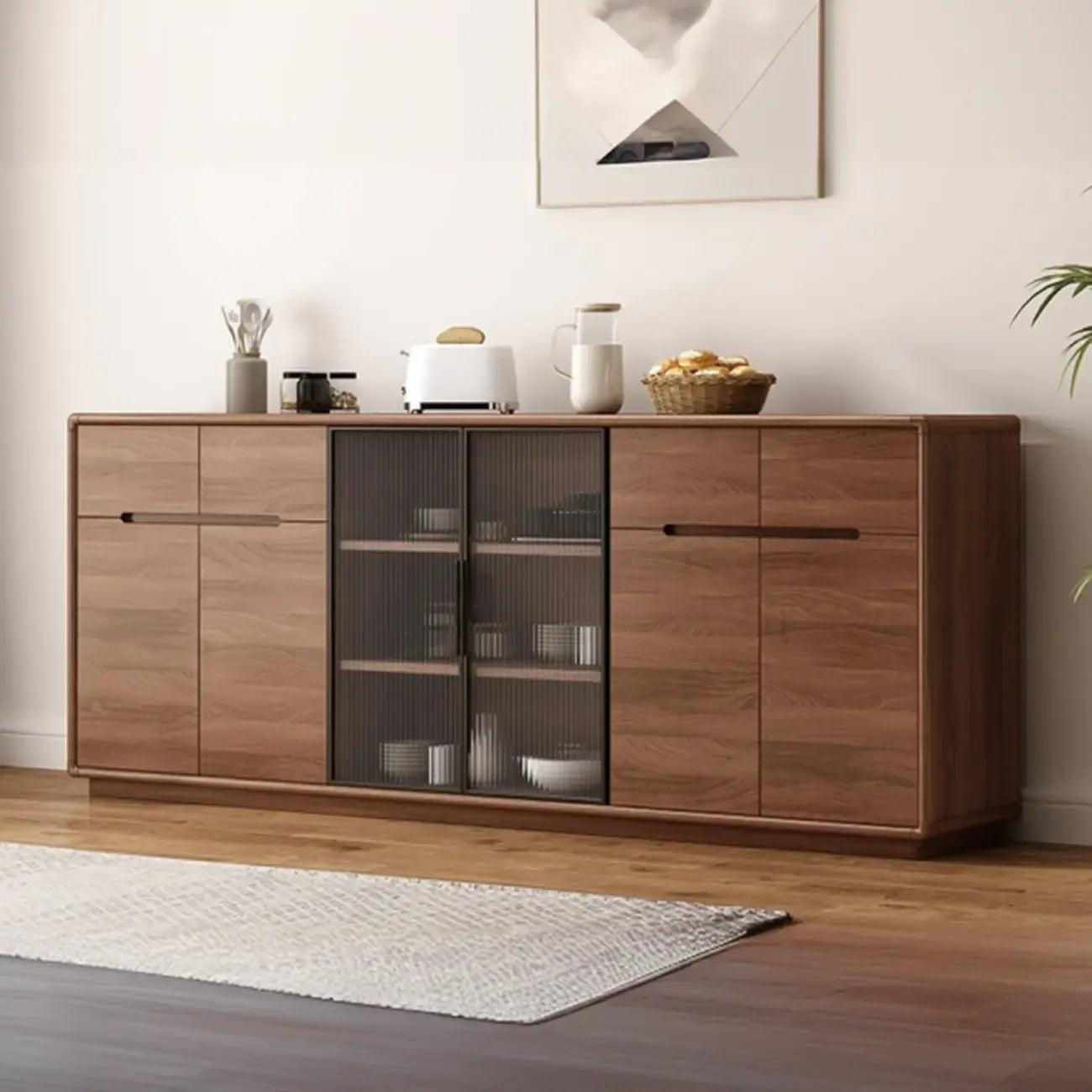 Modern Wood Buffet with Spacious Storage Cabinets