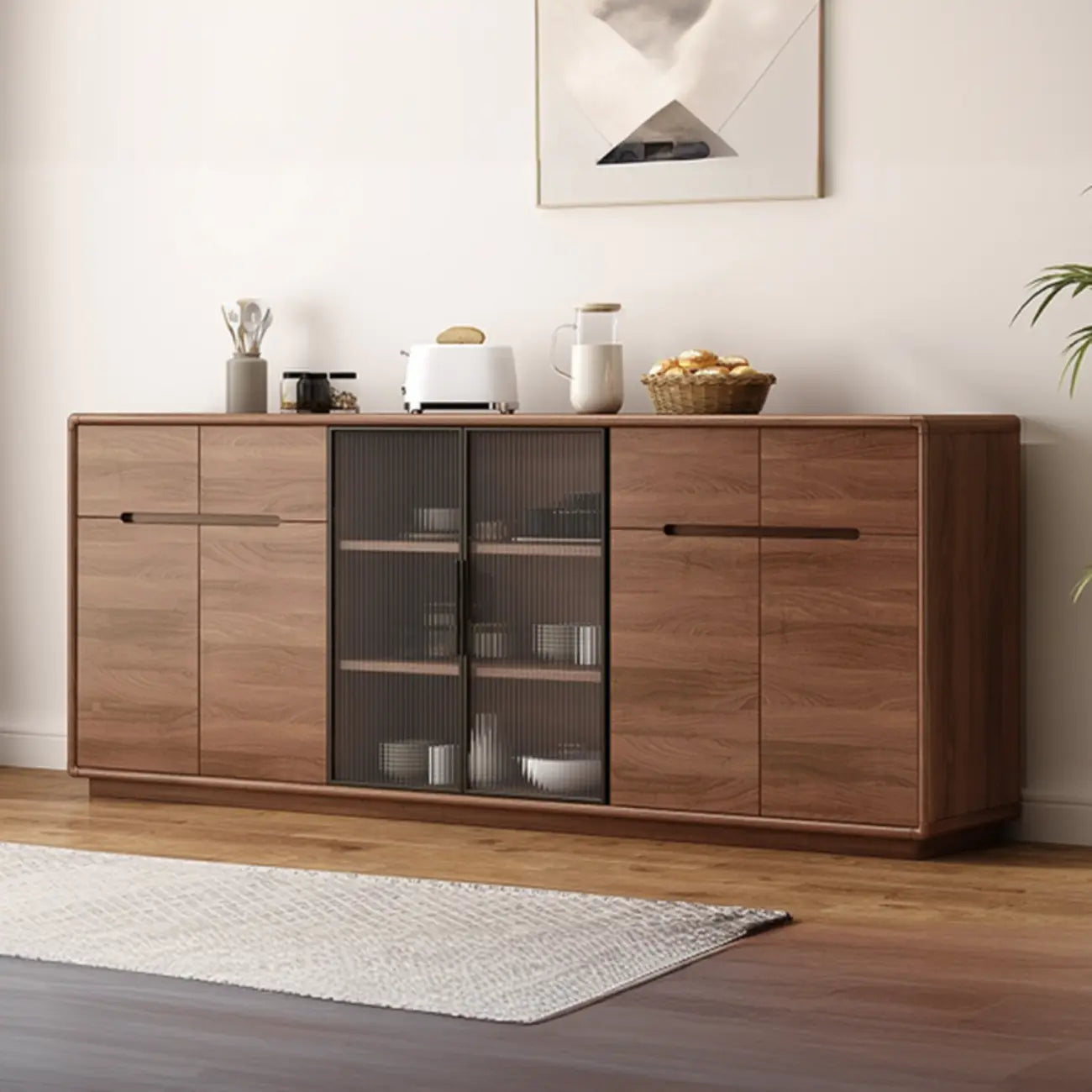 Modern Wood Buffet with Spacious Storage Cabinets