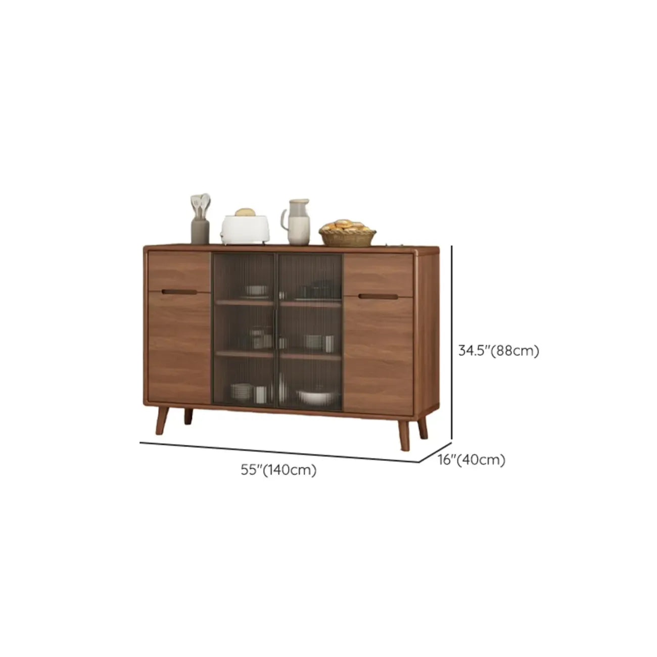 Modern Wood Buffet with Spacious Storage Cabinets