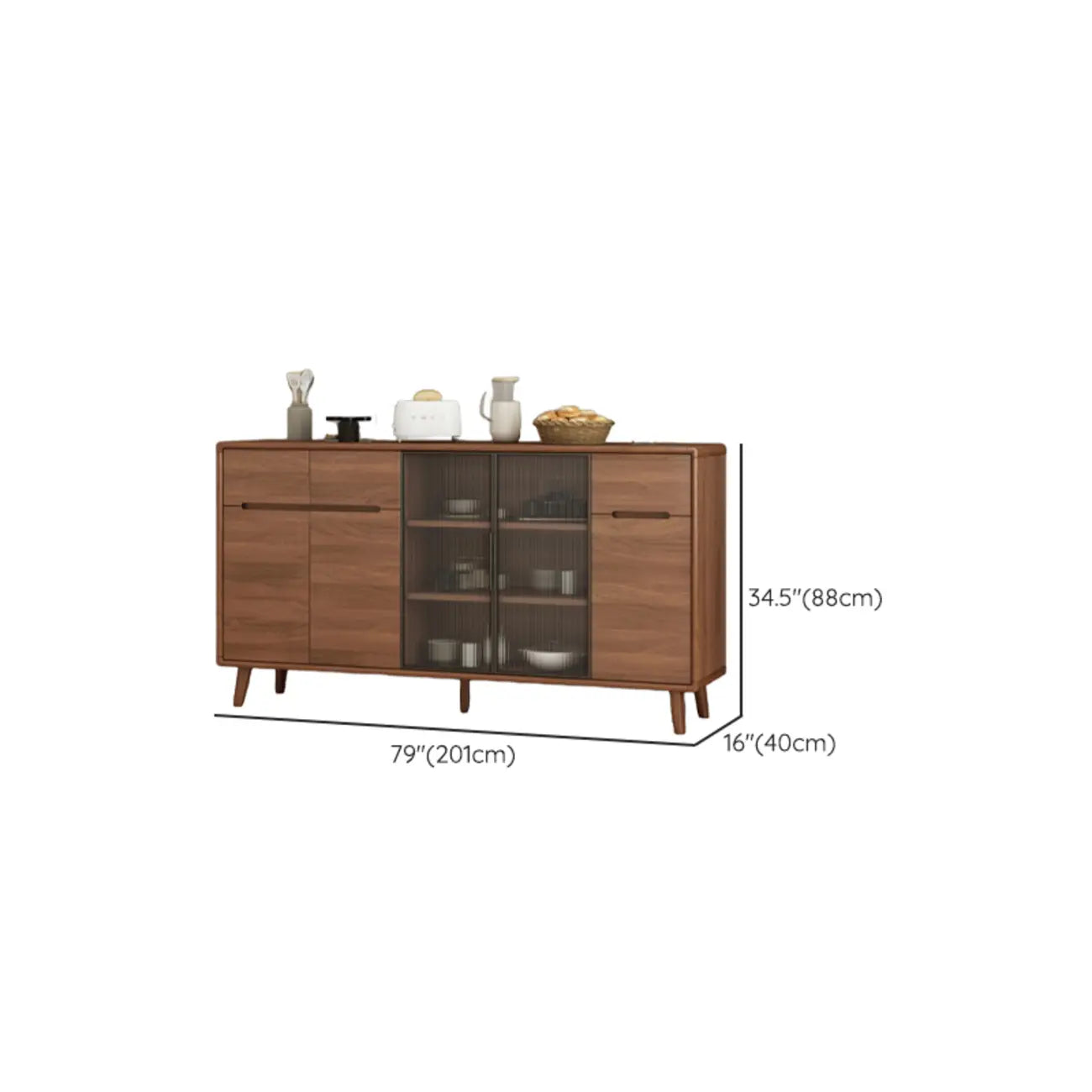 Modern Wood Buffet with Spacious Storage Cabinets