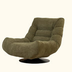 Yellow Trufted Chenille Fabric Swivel Accent Chair