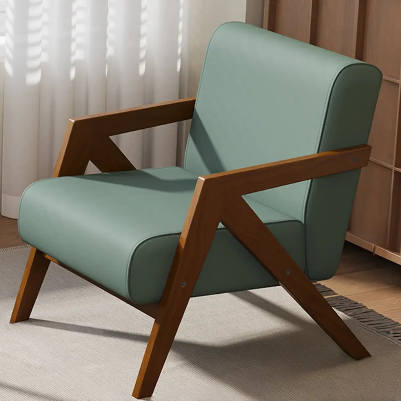 Arm Chair Linen Faux Leather Living Room