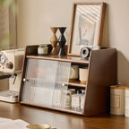 Modern Natural Wood Buffet with Sliding Doors