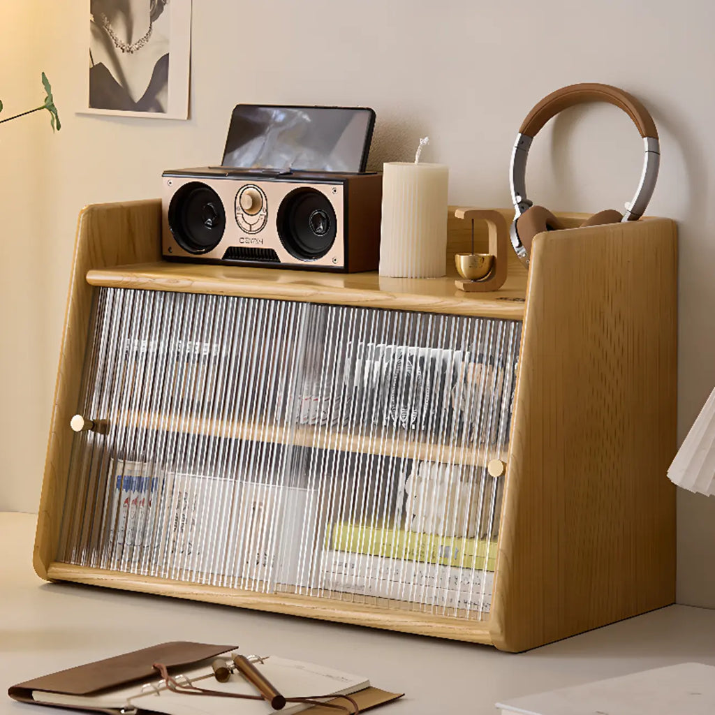 Modern Natural Wood Buffet with Sliding Doors