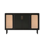 Modern Ink Wood Slab Buffet with Adjustable Shelving