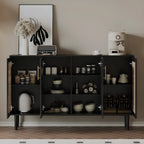 Modern Ink Wood Slab Buffet with Adjustable Shelving