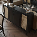 Modern Ink Wood Slab Buffet with Adjustable Shelving