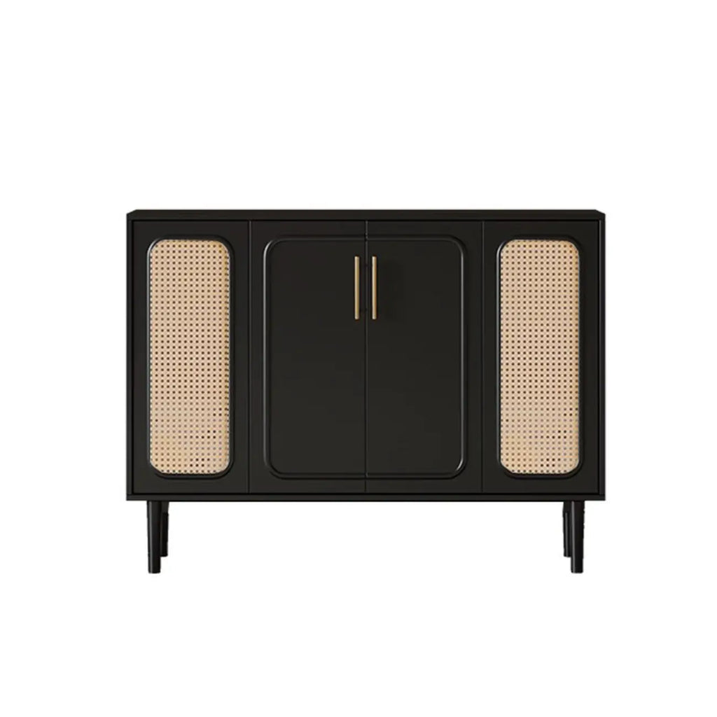 Modern Ink Wood Slab Buffet with Adjustable Shelving