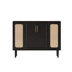 Modern Ink Wood Slab Buffet with Adjustable Shelving