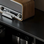 Modern Ink Wood Slab Buffet with Adjustable Shelving