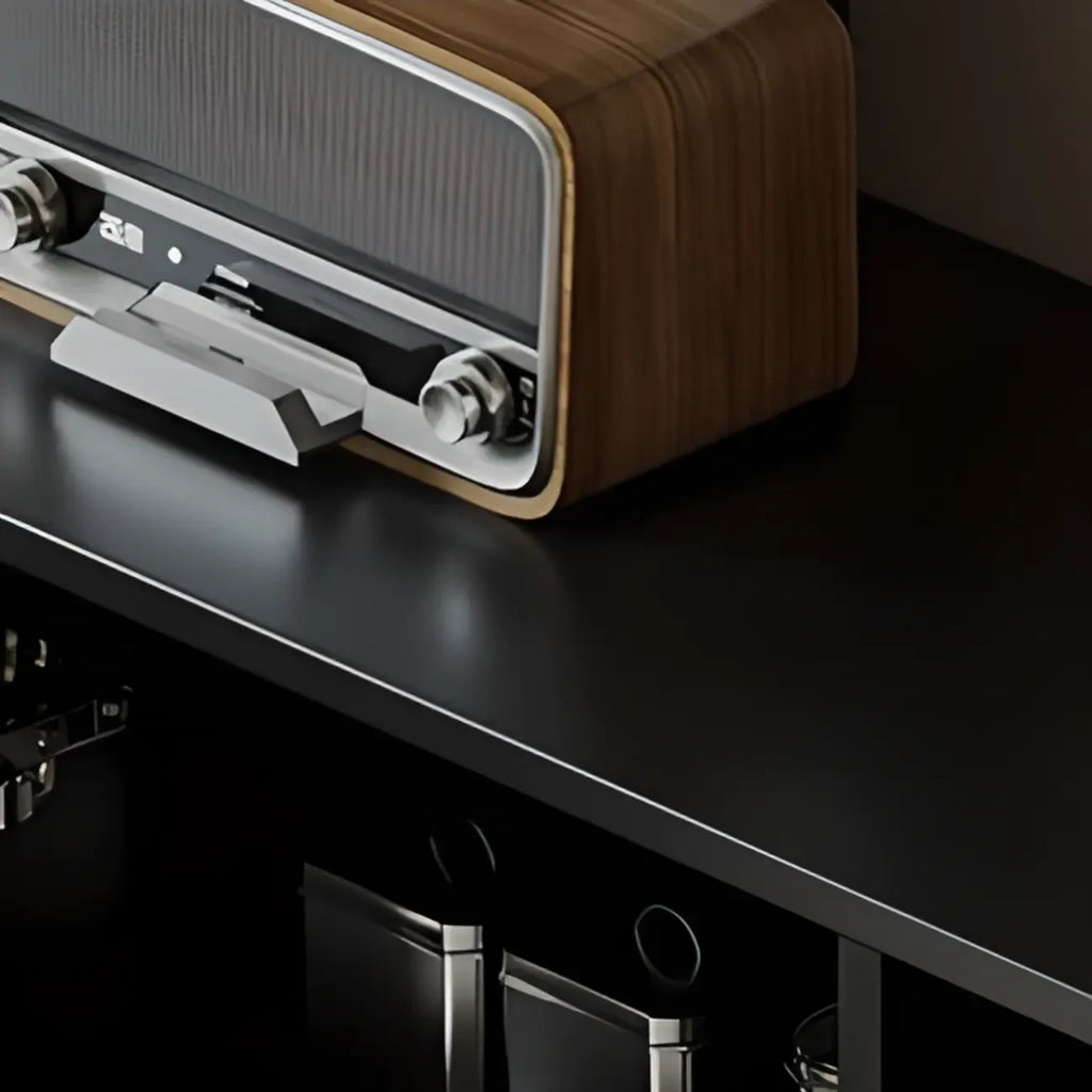 Modern Ink Wood Slab Buffet with Adjustable Shelving