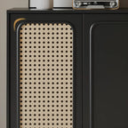 Modern Ink Wood Slab Buffet with Adjustable Shelving