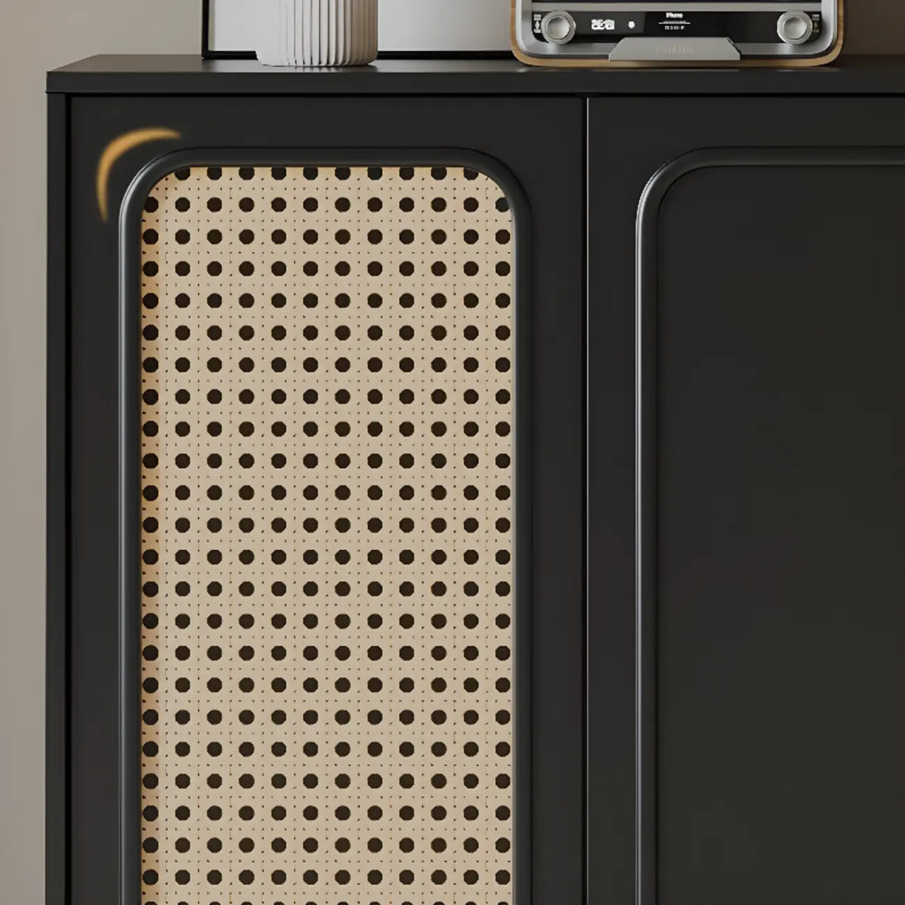 Modern Ink Wood Slab Buffet with Adjustable Shelving