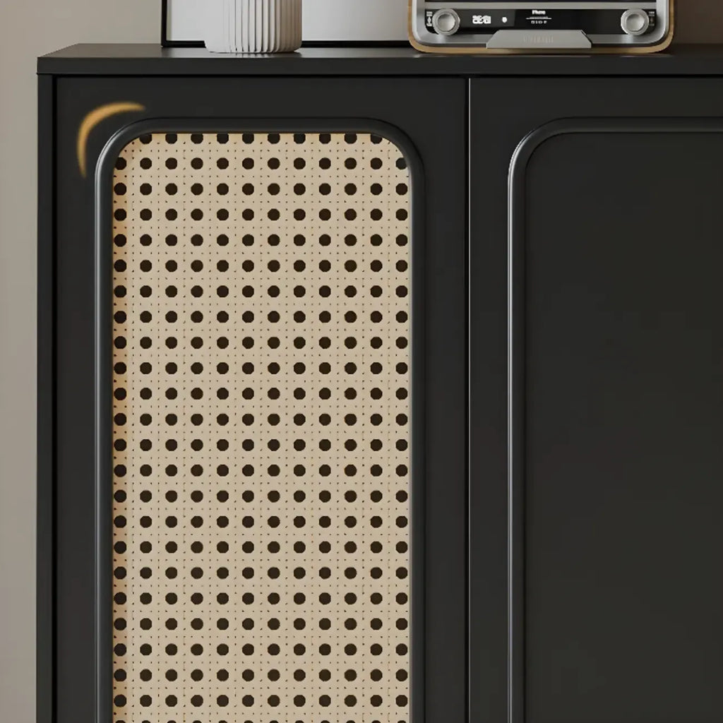 Modern Ink Wood Slab Buffet with Adjustable Shelving