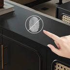 Modern Ink Wood Slab Buffet with Adjustable Shelving