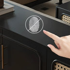 Modern Ink Wood Slab Buffet with Adjustable Shelving