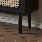 Modern Ink Wood Slab Buffet with Adjustable Shelving