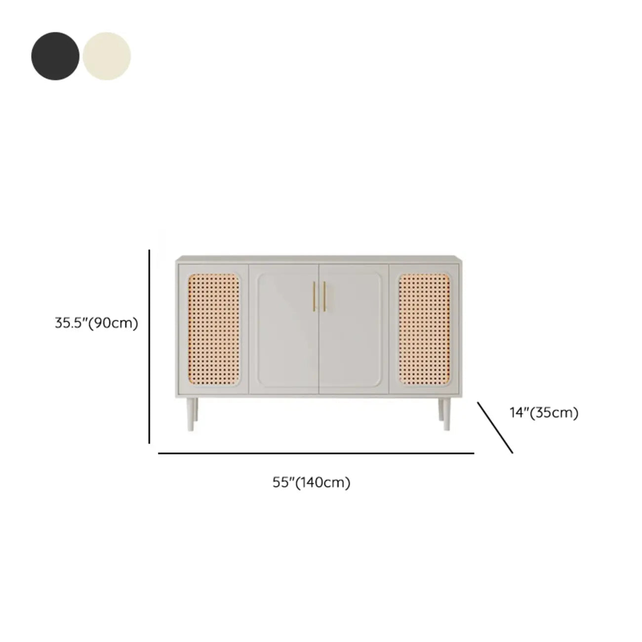 Modern Ink Wood Slab Buffet with Adjustable Shelving