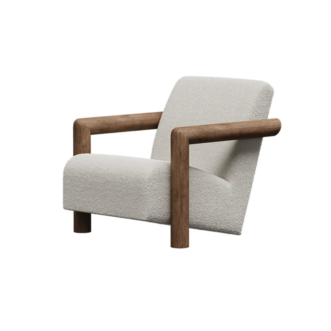 Minimalist White Mohair Fabric Living Room Arm Chair