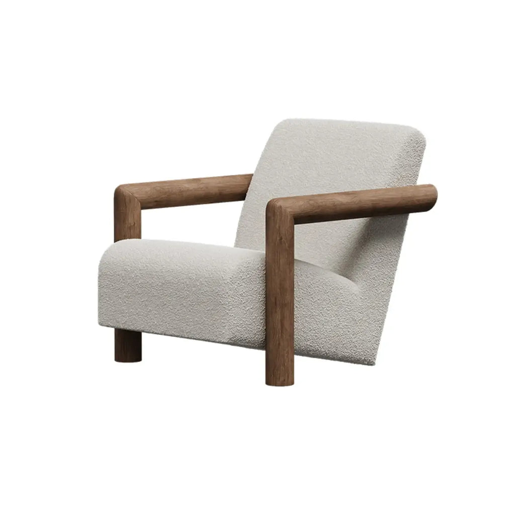 Minimalist White Mohair Fabric Living Room Arm Chair