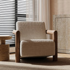 Minimalist White Mohair Fabric Living Room Arm Chair