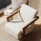 Minimalist White Mohair Fabric Living Room Arm Chair