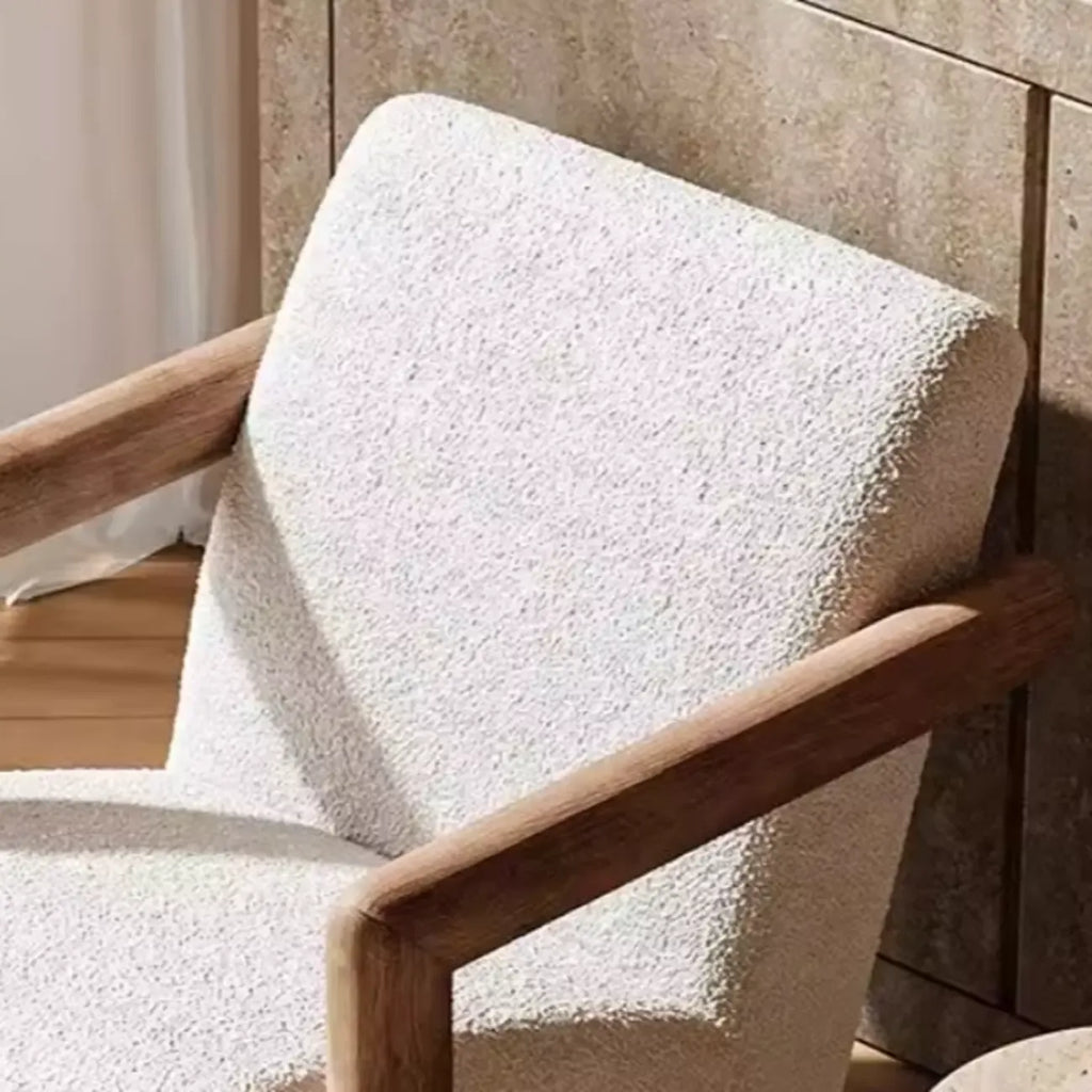 Minimalist White Mohair Fabric Living Room Arm Chair