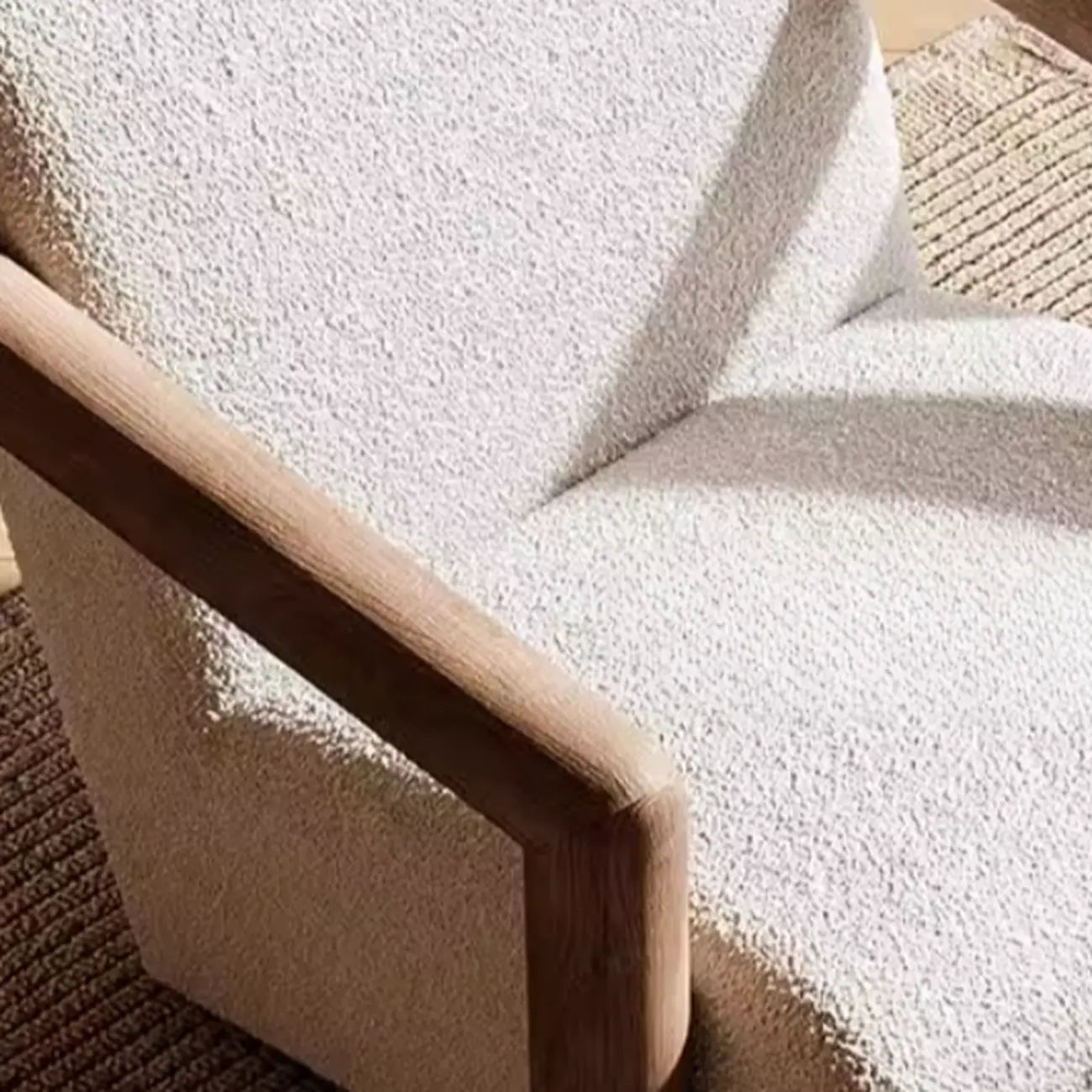 Minimalist White Mohair Fabric Living Room Arm Chair