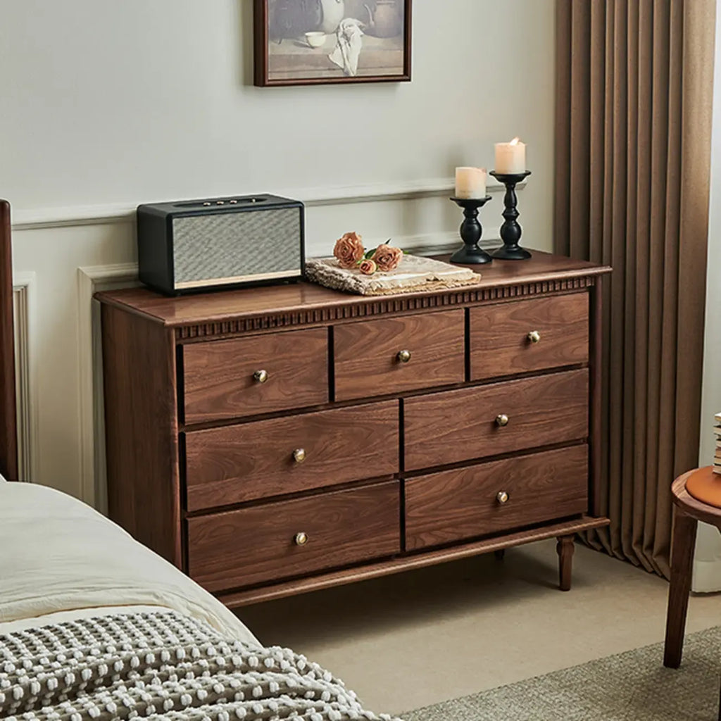 Mid-Century Walnut Wood Dresser Set with Ample Storage