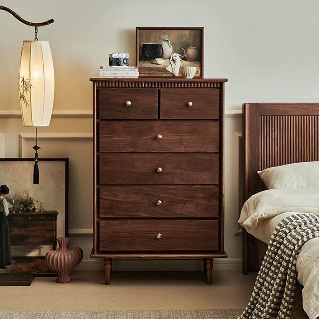 Mid-Century Walnut Wood Dresser Set with Ample Storage