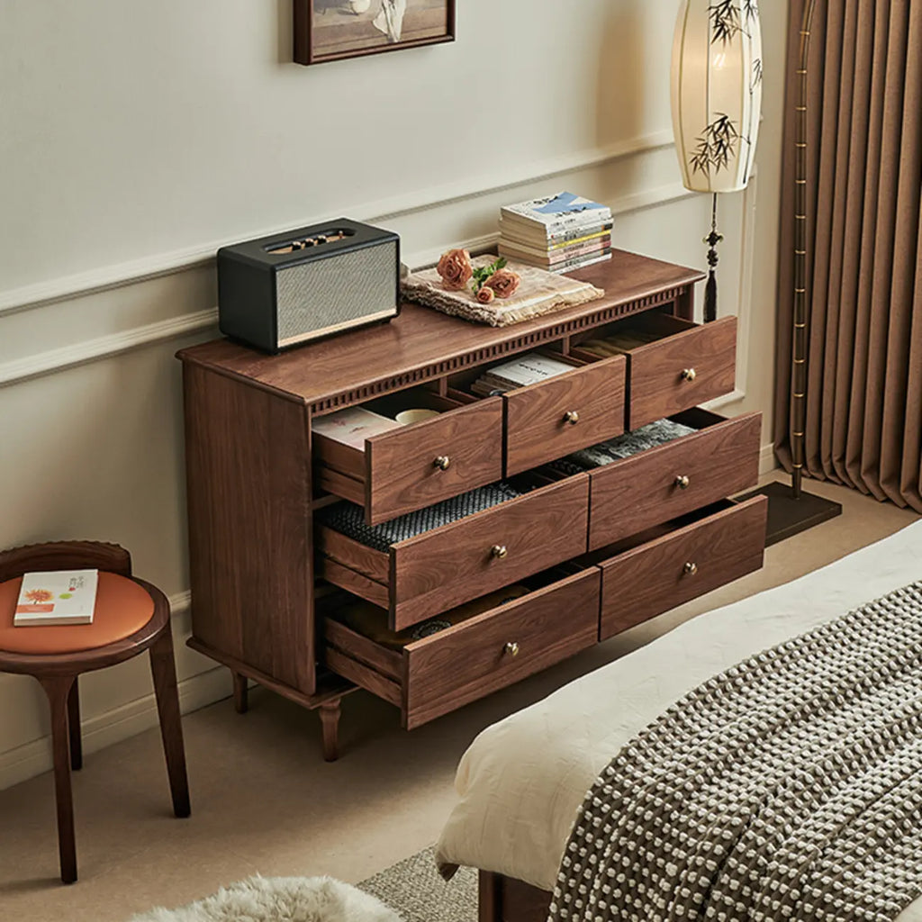 Mid-Century Walnut Wood Dresser Set with Ample Storage
