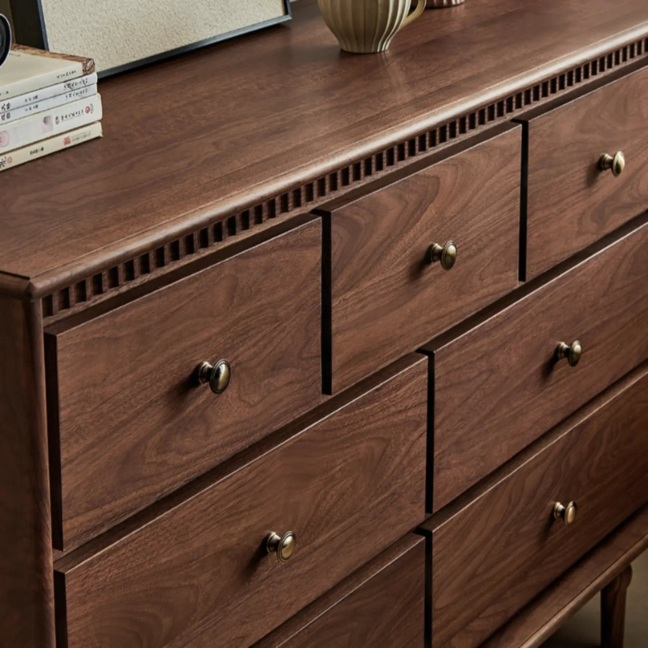 Mid-Century Walnut Wood Dresser Set with Ample Storage