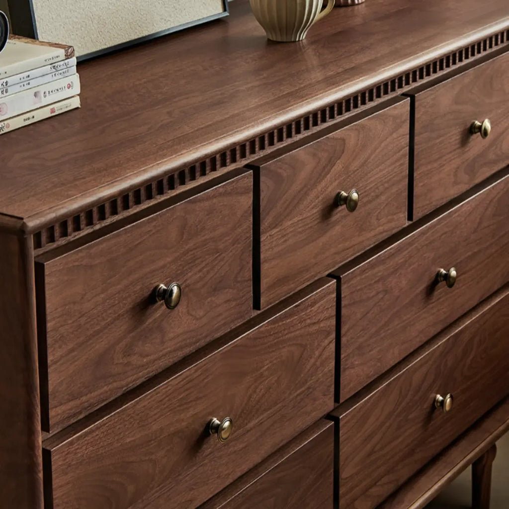 Mid-Century Walnut Wood Dresser Set with Ample Storage