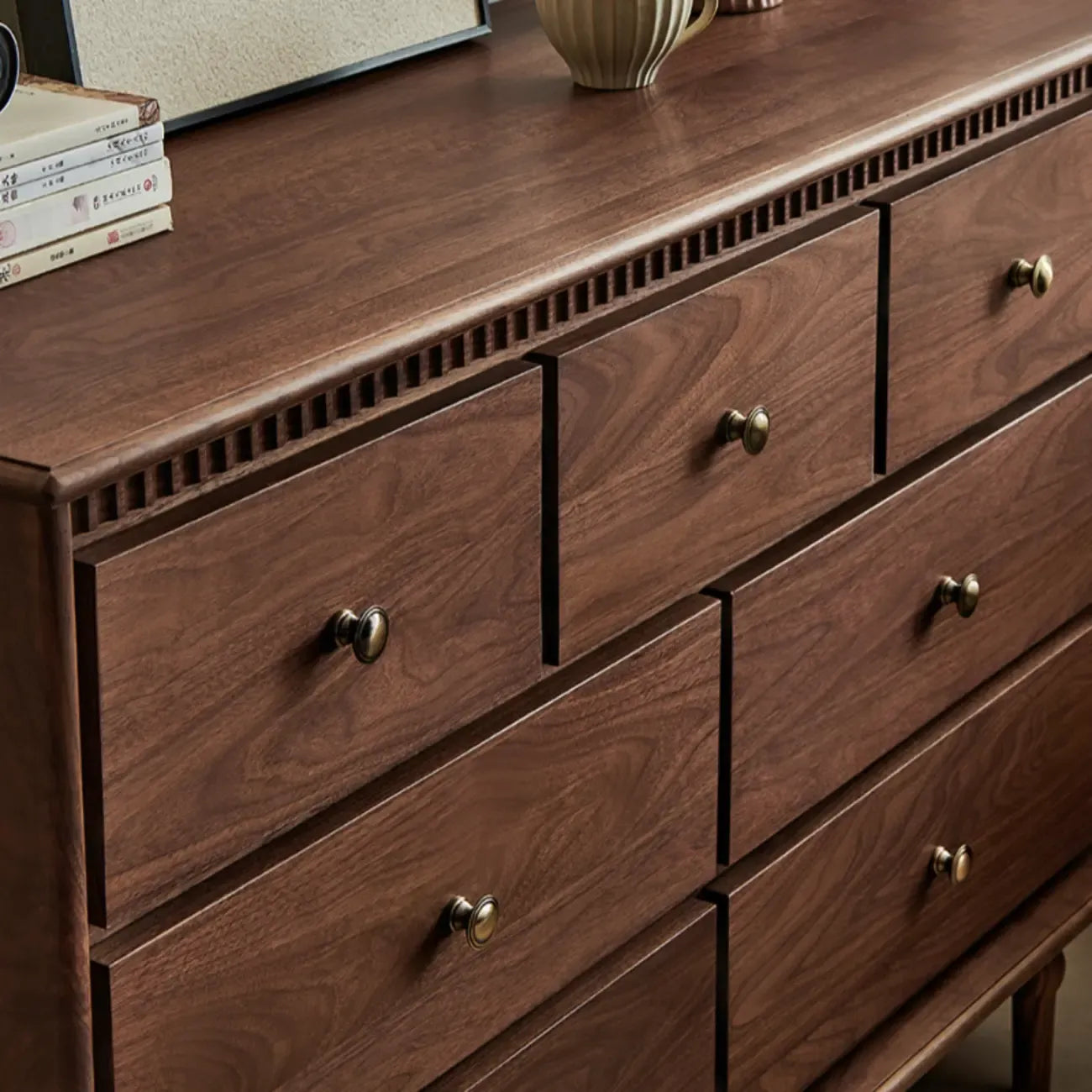 Mid-Century Walnut Wood Dresser Set with Ample Storage