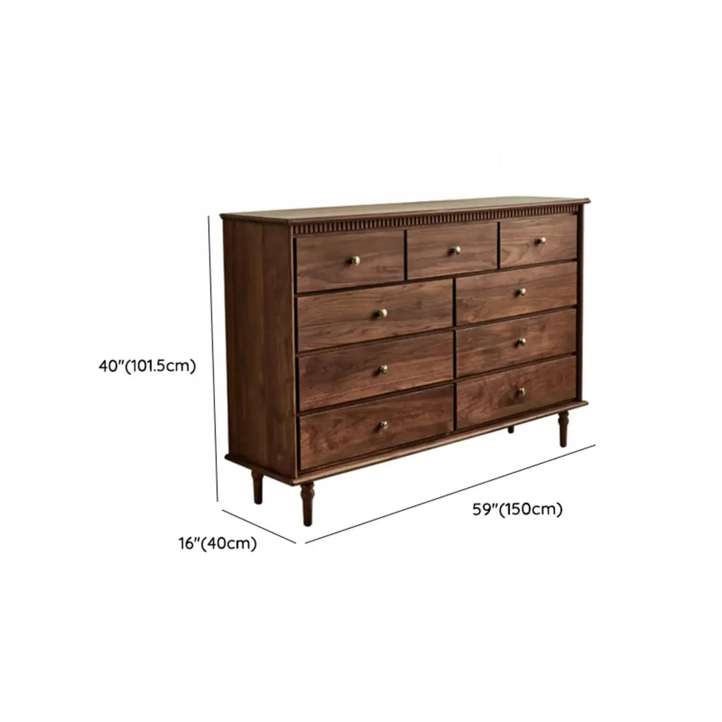 Mid-Century Walnut Wood Dresser Set with Ample Storage