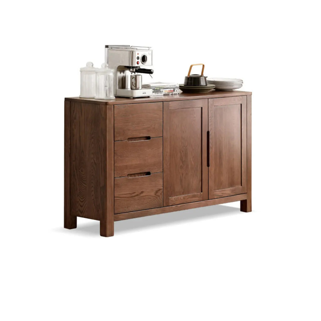 Modern Wood Sideboard with Shelves and Drawers
