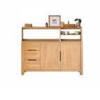 Modern Wood Sideboard with Shelves and Drawers