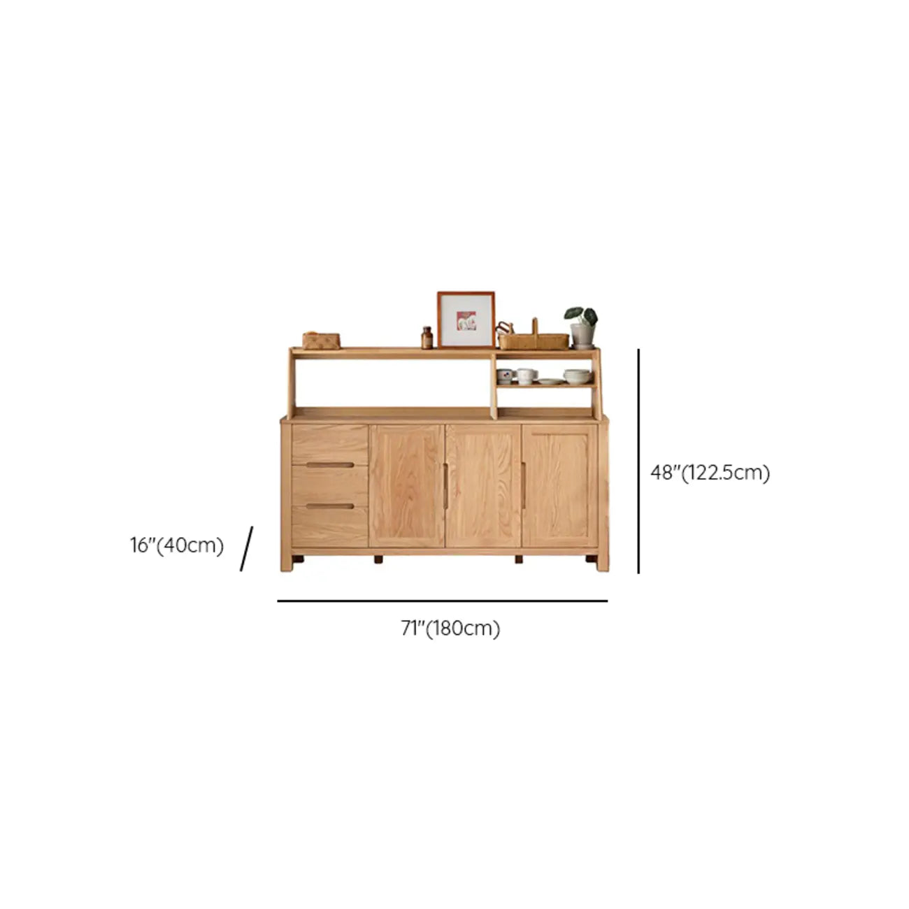 Modern Wood Sideboard with Shelves and Drawers