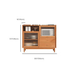 Modern Wood Sideboard with Glass Doors and Drawers