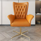 Modern Orange Executive Swivel Chair with Tufted Leather